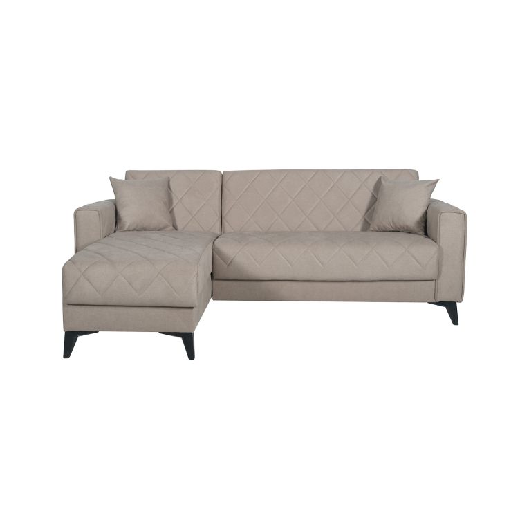 Divano Letto con Penisola Grigio Scuro Nero Contenitore 228x149 cm, Lavabile - Chienes