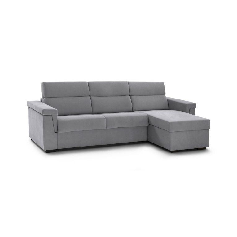 Divano Letto con Penisola Grigio Sfoderabile Contenitore 285x160 cm, Idrorepellente Multiposizione Trasformabile in Letto Made in Italy - Ganzaria
