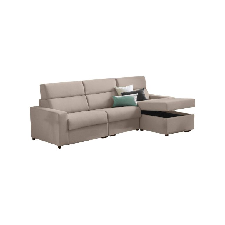 Divano Letto con Penisola Grigio Tortora Sfoderabile Contenitore 280x160 cm, Idrorepellente Multiposizione Trasformabile in Letto Made in Italy