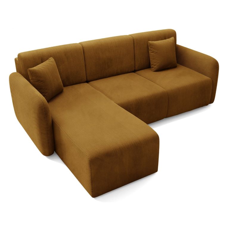 Divano Letto con Penisola Marrone Contenitore Reversibile 245x185 cm, Reclinabile - Ranco