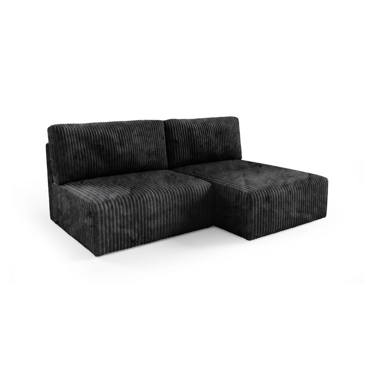Divano Letto con Penisola Nero Contenitore Cuscini Sfoderabili 210x149 cm, Reclinabile - Pergola