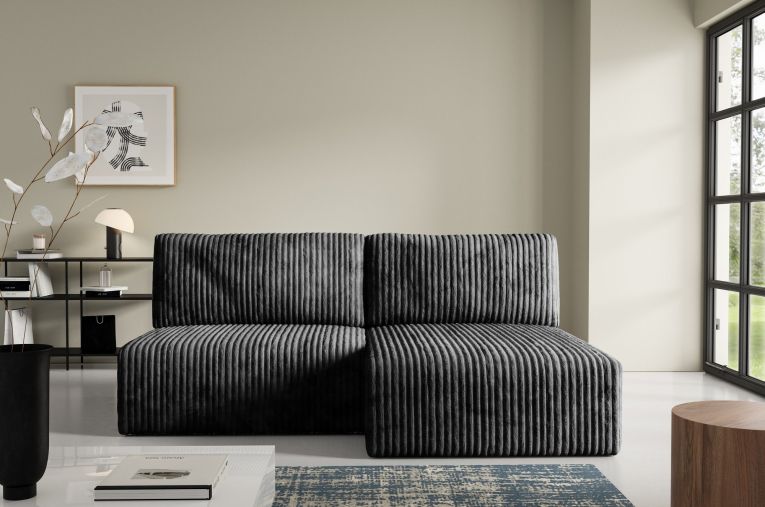 Divano Letto con Penisola Nero Contenitore Cuscini Sfoderabili 210x149 cm, Reclinabile - Pergola