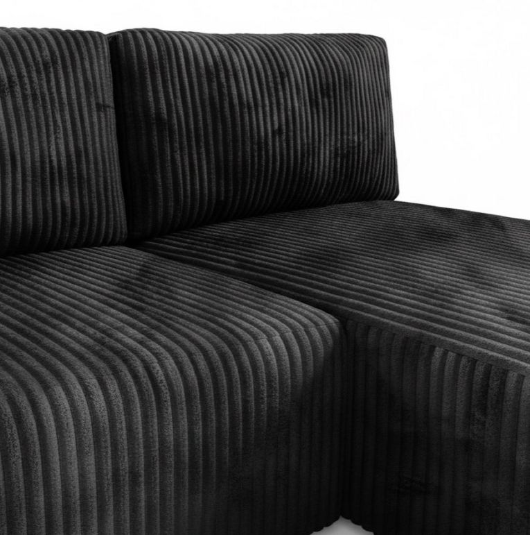 Divano Letto con Penisola Nero Contenitore Cuscini Sfoderabili 210x149 cm, Reclinabile - Pergola