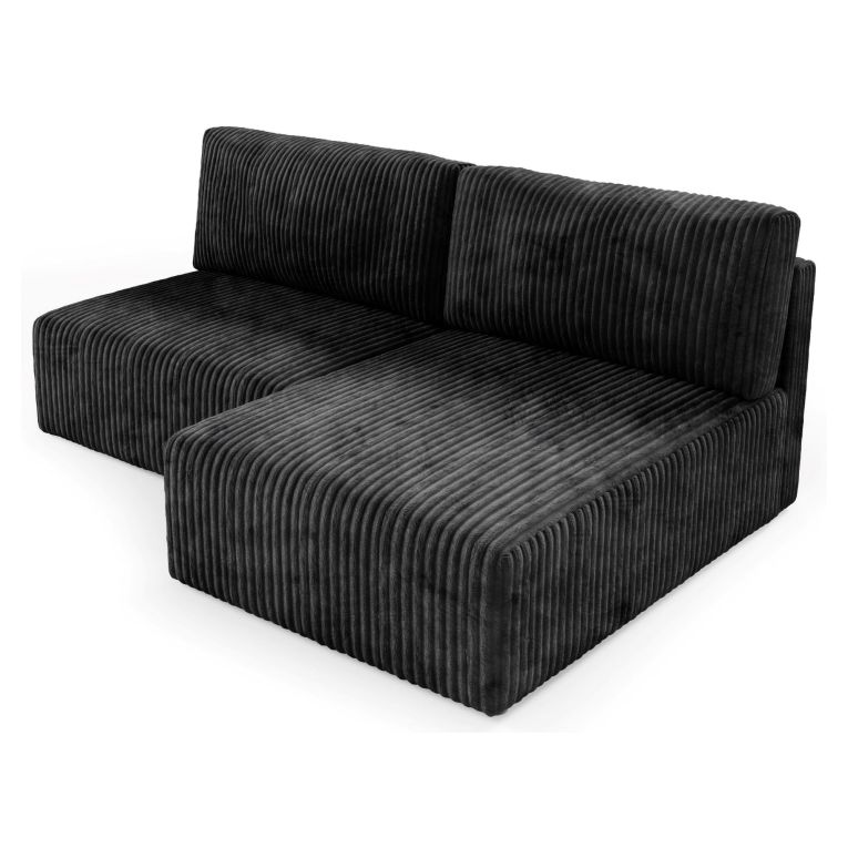 Divano Letto con Penisola Nero Contenitore Cuscini Sfoderabili 210x149 cm, Reclinabile - Pergola