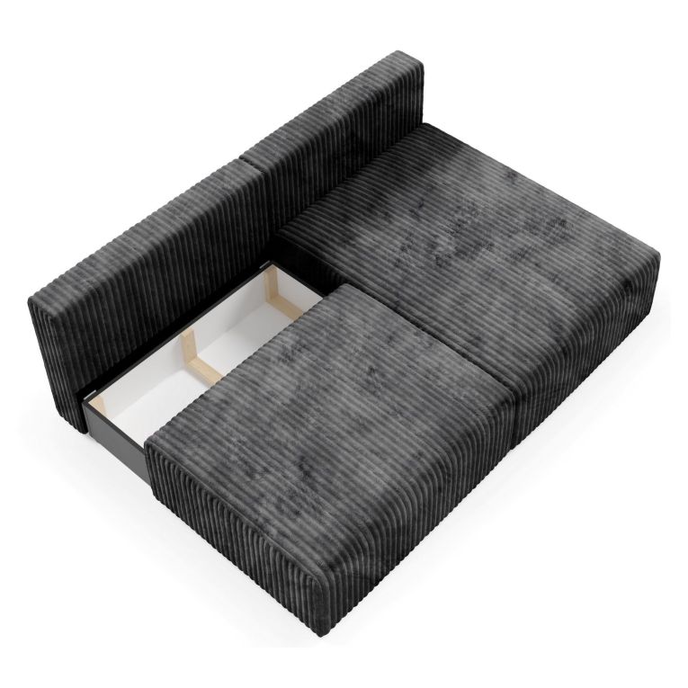 Divano Letto con Penisola Nero Contenitore Cuscini Sfoderabili 210x149 cm, Reclinabile - Pergola