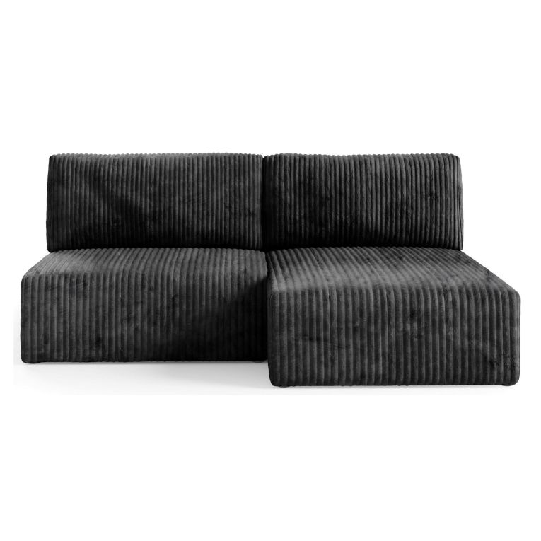 Divano Letto con Penisola Nero Contenitore Cuscini Sfoderabili 210x149 cm, Reclinabile - Pergola