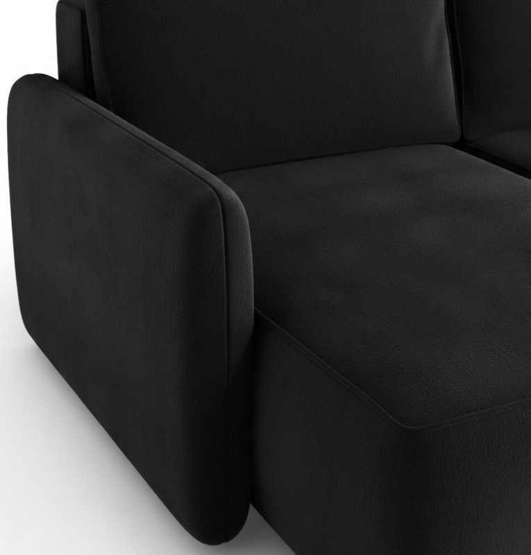Divano Letto con Penisola Nero Contenitore Reclinabile 229x148 cm, Cuscini Sfoderabili - Rezzo