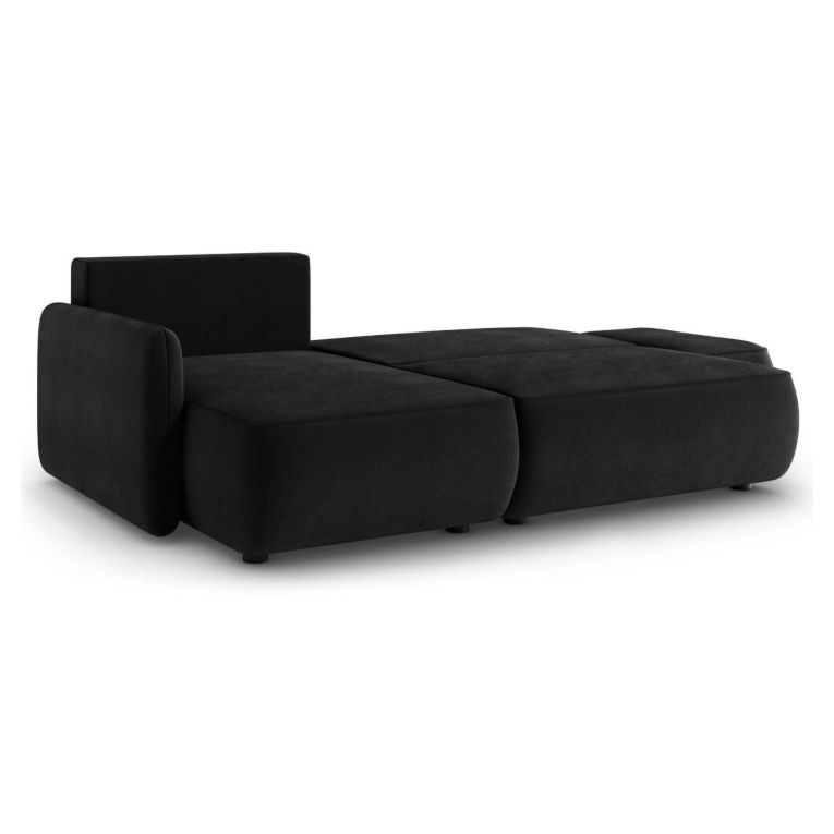 Divano Letto con Penisola Nero Contenitore Reclinabile 229x148 cm, Cuscini Sfoderabili - Rezzo