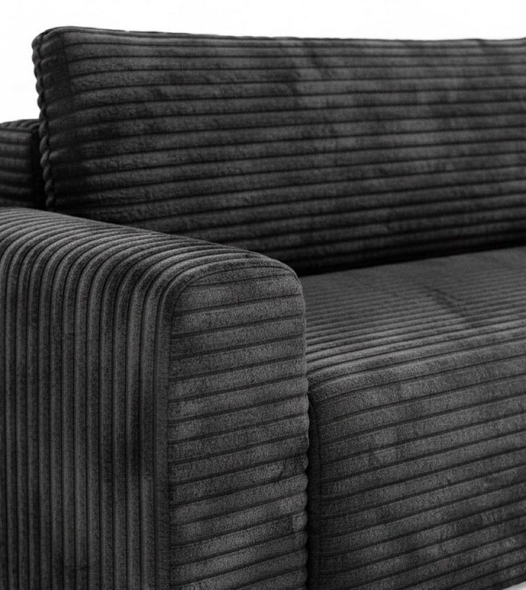 Divano Letto con Penisola Nero Contenitore Reclinabile 268x163 cm, Cuscini Sfoderabili - Folgarida