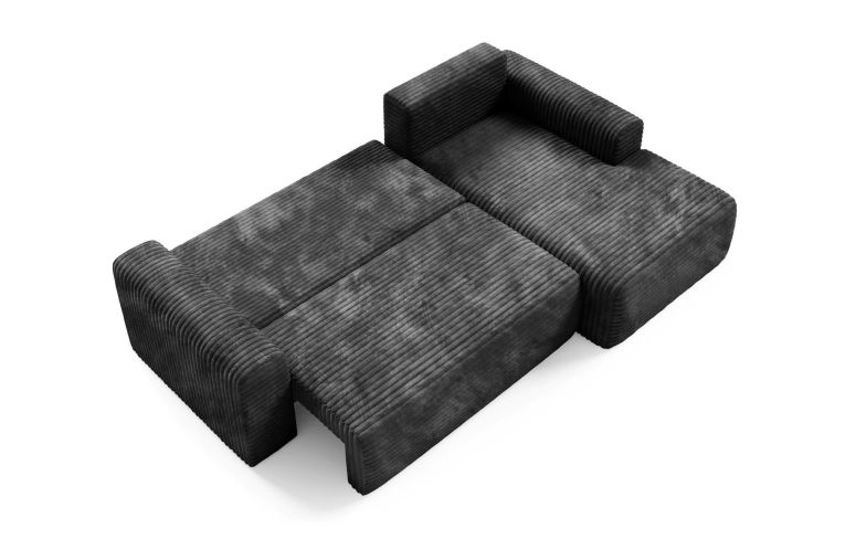Divano Letto con Penisola Nero Contenitore Reclinabile 268x163 cm, Cuscini Sfoderabili - Folgarida