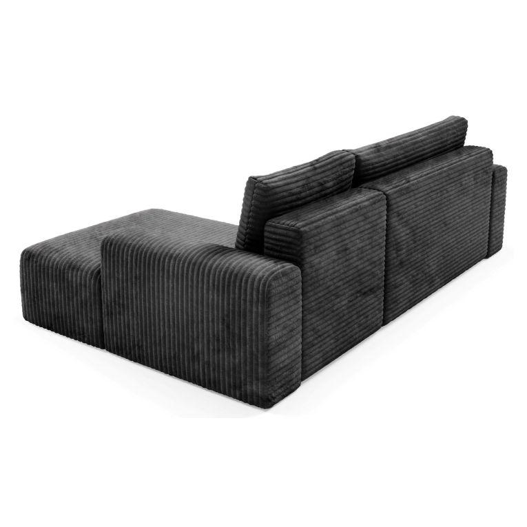 Divano Letto con Penisola Nero Contenitore Reclinabile 268x163 cm, Cuscini Sfoderabili - Folgarida
