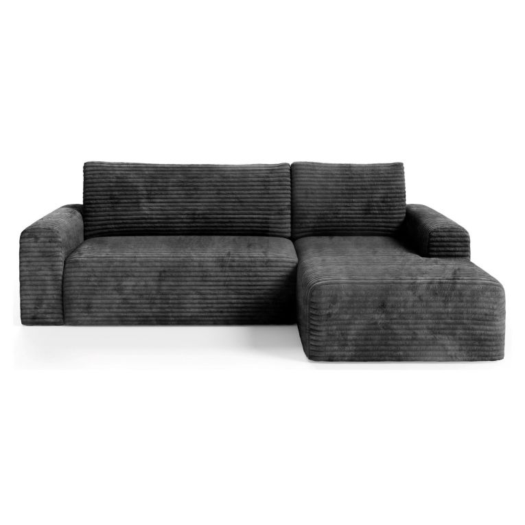 Divano Letto con Penisola Nero Contenitore Reclinabile 268x163 cm, Cuscini Sfoderabili - Folgarida