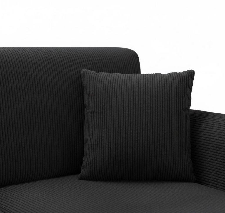 Divano Letto con Penisola Nero Contenitore Reversibile 245x185 cm, Reclinabile - Ranco