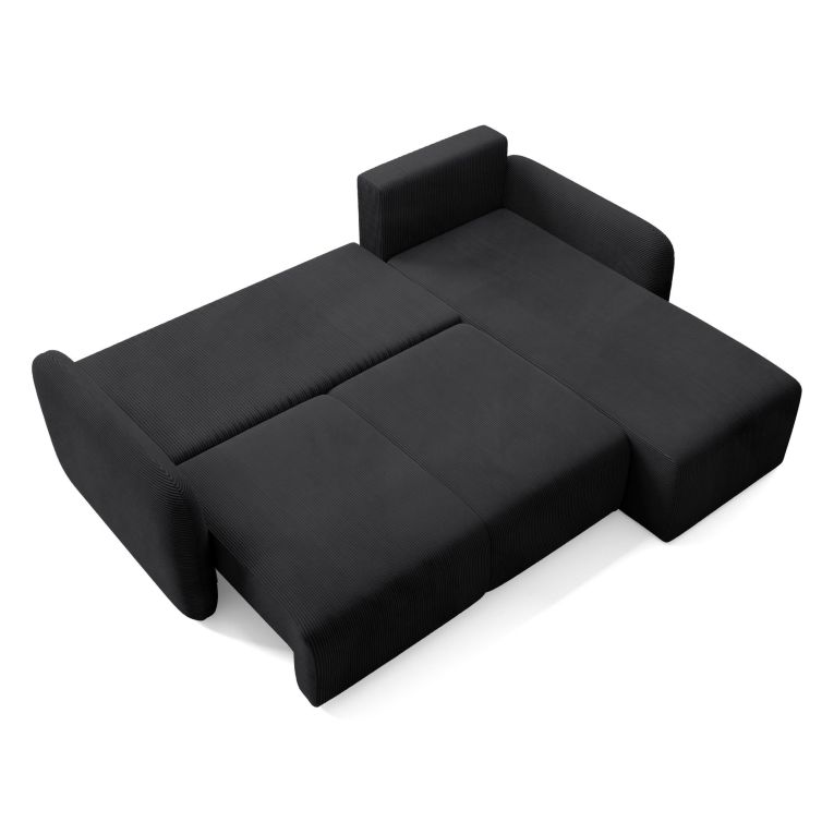 Divano Letto con Penisola Nero Contenitore Reversibile 245x185 cm, Reclinabile - Ranco