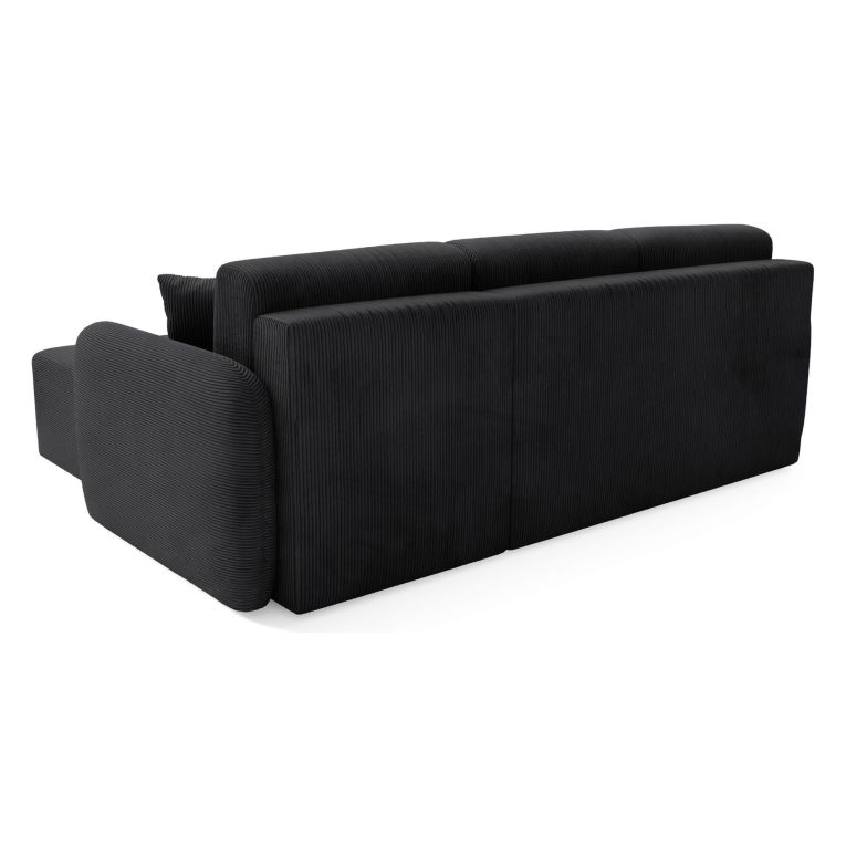 Divano Letto con Penisola Nero Contenitore Reversibile 245x185 cm, Reclinabile - Ranco