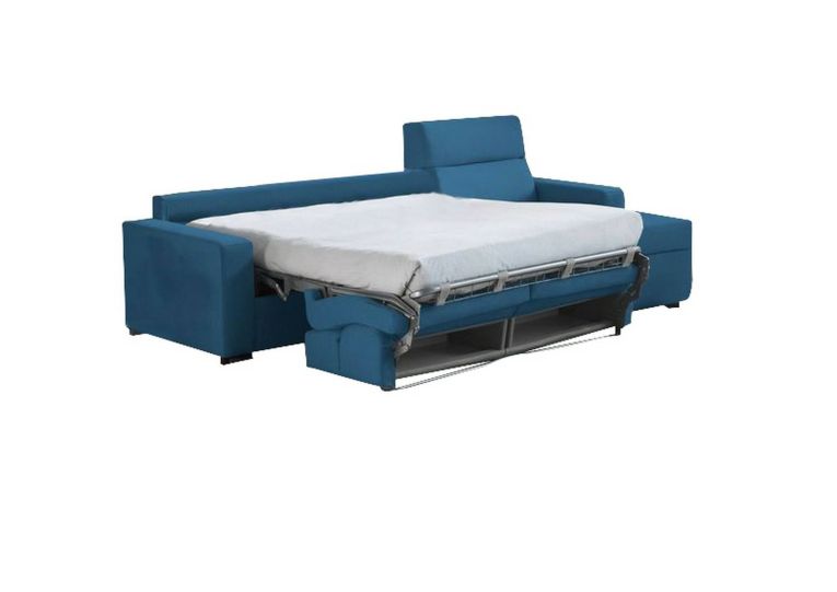 Divano letto con penisola Pusiano, 280x160 h100 cm, Blu