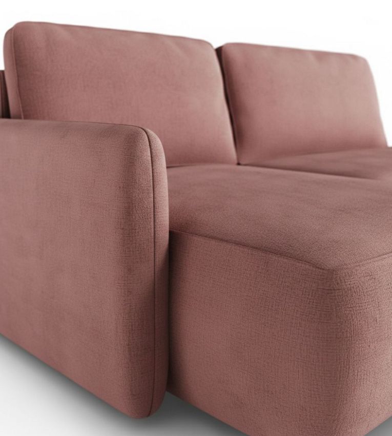 Divano Letto con Penisola Rosa Contenitore Reclinabile 229x148 cm, Cuscini Sfoderabili - Rezzo