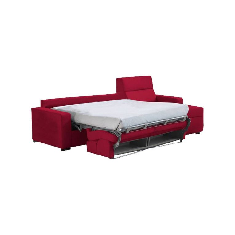 Divano letto con penisola rosso 280x160cm - Pusiano