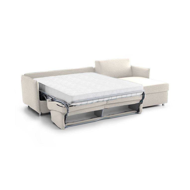 Divano letto con penisola Scordia, 260x160 h90 cm, Beige
