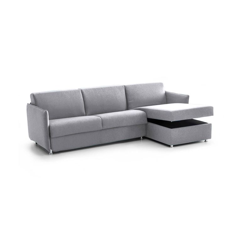 Divano letto con penisola Scordia, 260x160 h90 cm, Grigio