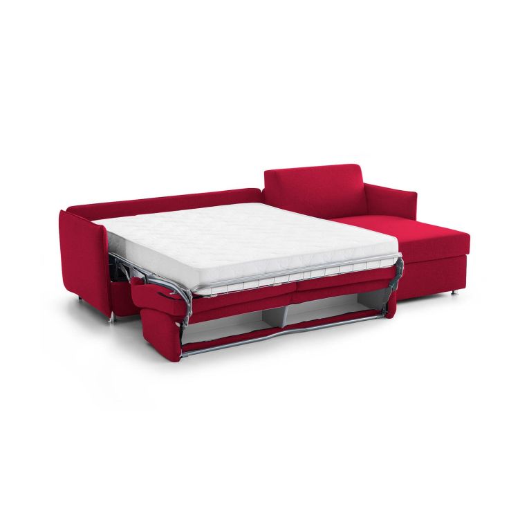 Divano letto con penisola Scordia, 260x160 h90 cm, Rosso