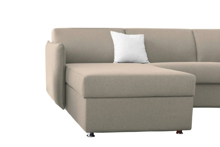 Divano letto con penisola Scordia, 260x160 h90 cm, Tortora