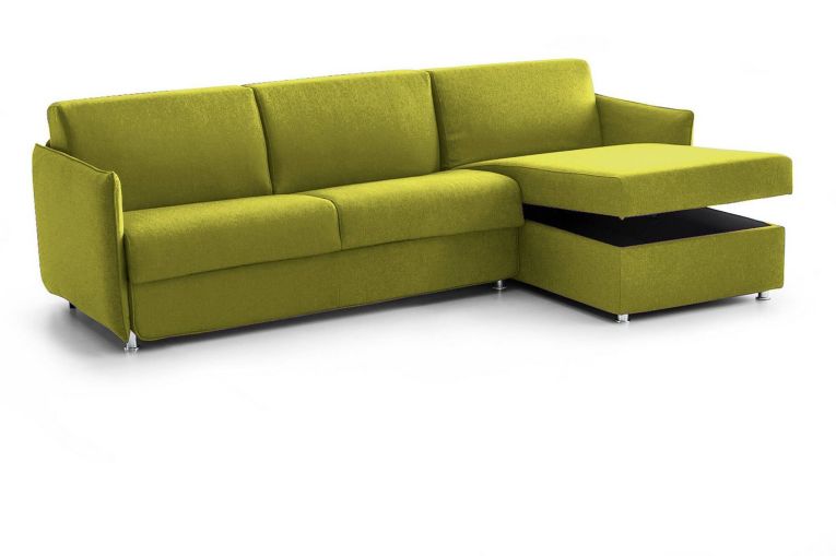 Divano letto con penisola Scordia, 260x160 h90 cm, Verde