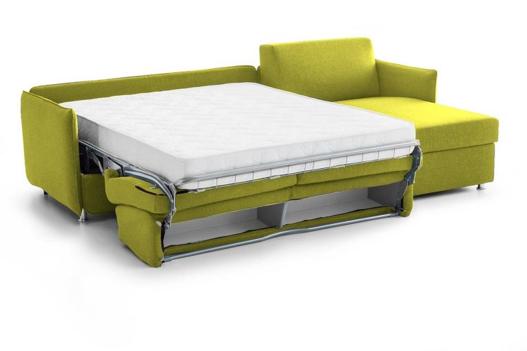 Divano letto con penisola Scordia, 260x160 h90 cm, Verde