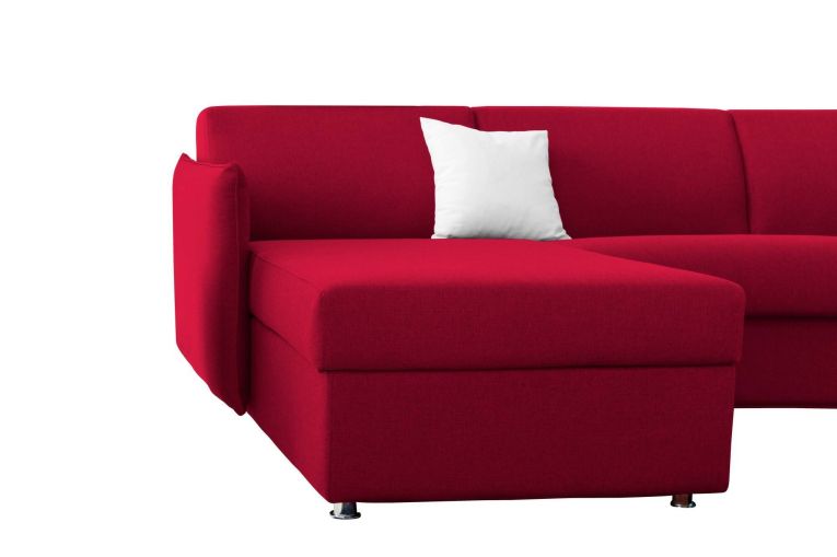 Divano letto con penisola Sumirago, 260x160 h90 cm, Rosso