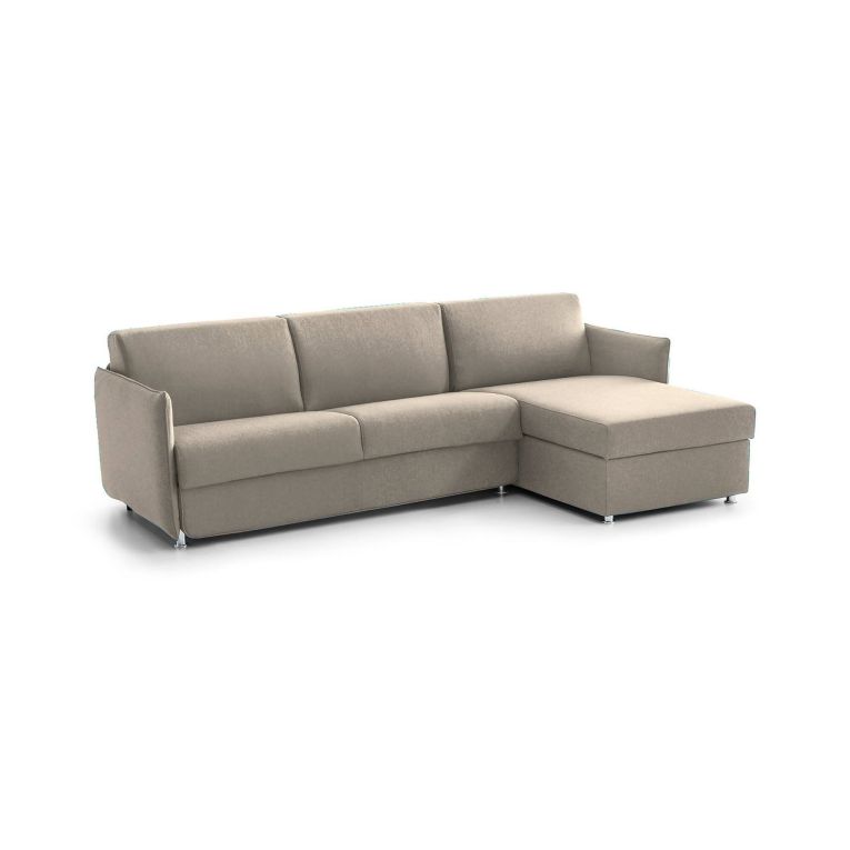 Divano letto con penisola Sumirago, 260x160 h90 cm, Tortora