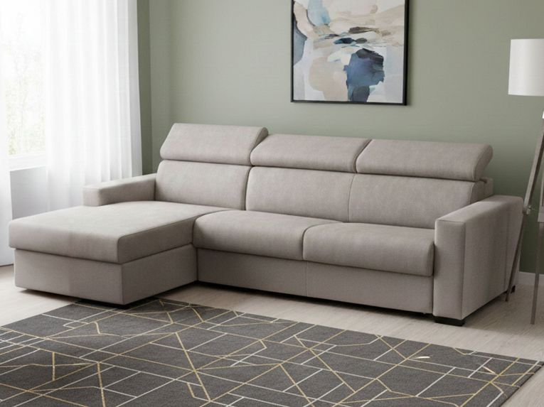 Divano letto con penisola tortora 260x95cm - Aloet