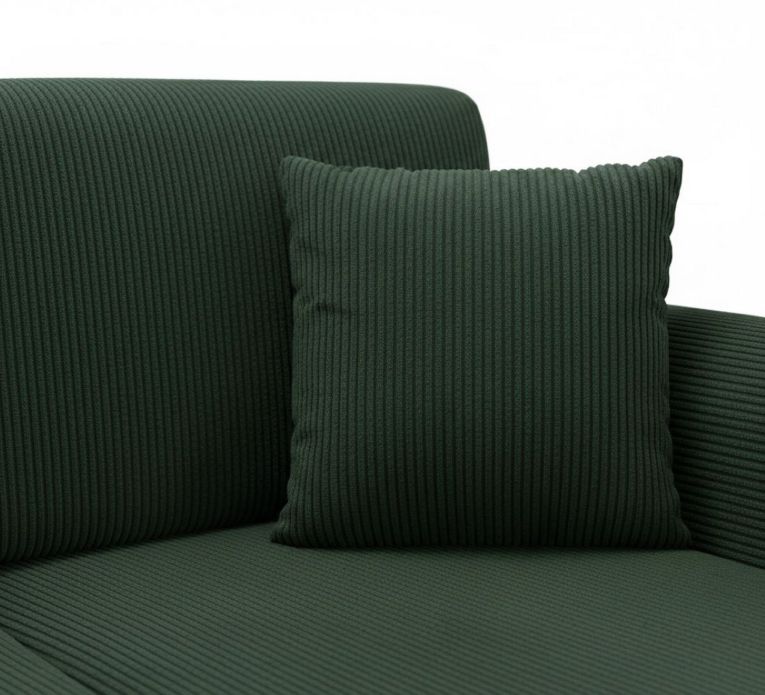 Divano Letto con Penisola Verde bottiglia- Contenitore Reversibile 245x185 cm, Reclinabile - Ranco