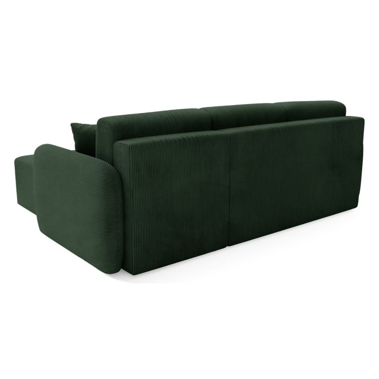 Divano Letto con Penisola Verde bottiglia- Contenitore Reversibile 245x185 cm, Reclinabile - Ranco