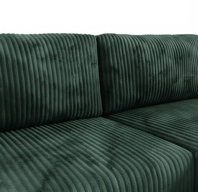 Divano Letto con Penisola Verde Contenitore Cuscini Sfoderabili 210x149 cm, Reclinabile - Pergola