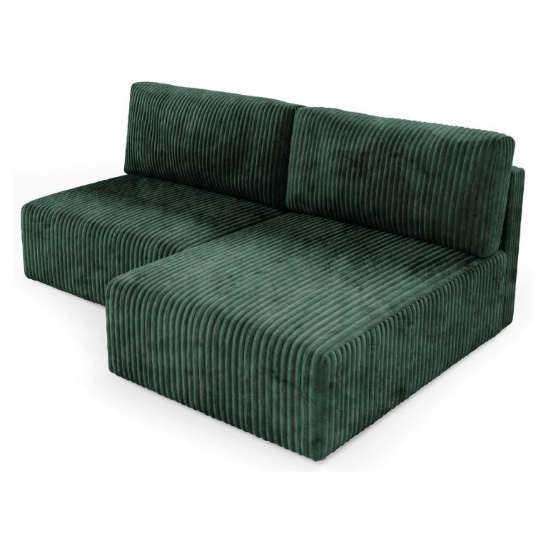 Divano Letto con Penisola Verde Contenitore Cuscini Sfoderabili 210x149 cm, Reclinabile - Pergola
