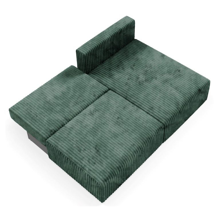 Divano Letto con Penisola Verde Contenitore Cuscini Sfoderabili 210x149 cm, Reclinabile - Pergola