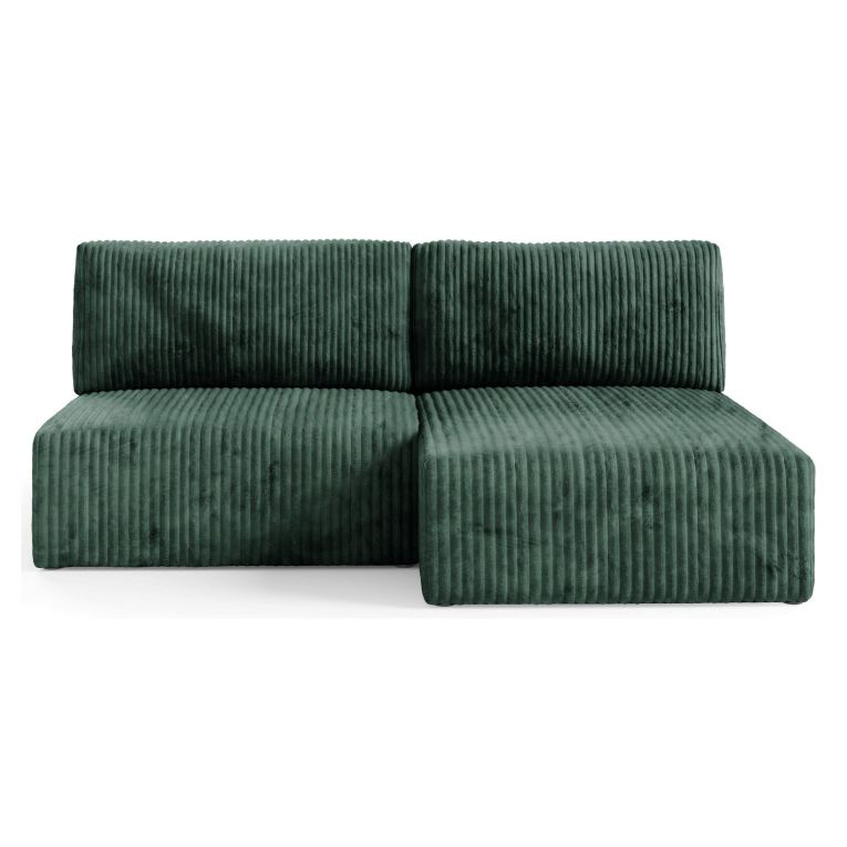 Divano Letto con Penisola Verde Contenitore Cuscini Sfoderabili 210x149 cm, Reclinabile - Pergola