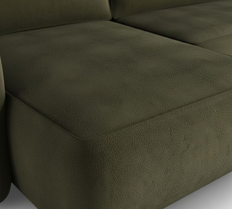 Divano Letto con Penisola Verde Contenitore Reclinabile 229x148 cm, Cuscini Sfoderabili - Rezzo