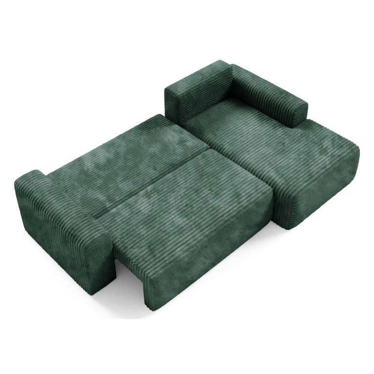 Divano Letto con Penisola Verde Contenitore Reclinabile 268x163 cm, Cuscini Sfoderabili - Folgarida