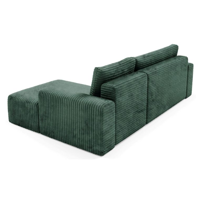 Divano Letto con Penisola Verde Contenitore Reclinabile 268x163 cm, Cuscini Sfoderabili - Folgarida