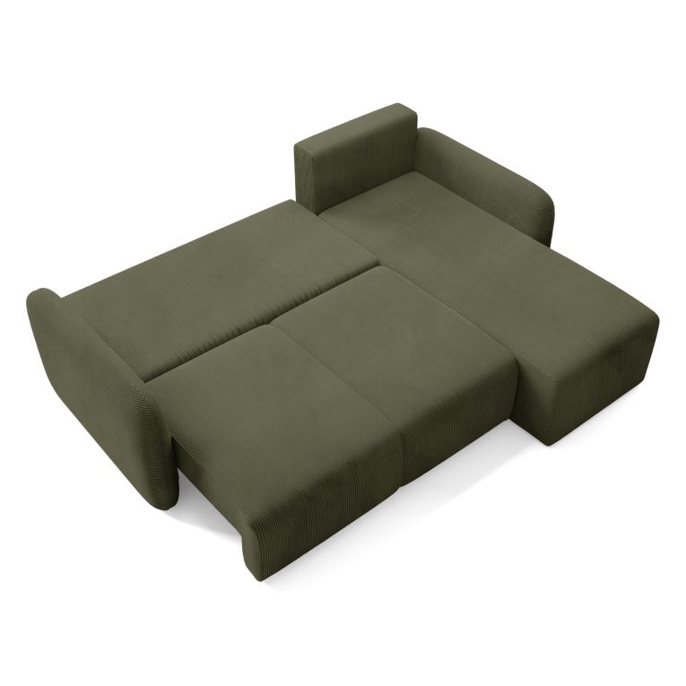 Divano Letto con Penisola Verde Contenitore Reversibile 245x185 cm, Reclinabile - Ranco