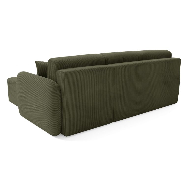Divano Letto con Penisola Verde Contenitore Reversibile 245x185 cm, Reclinabile - Ranco