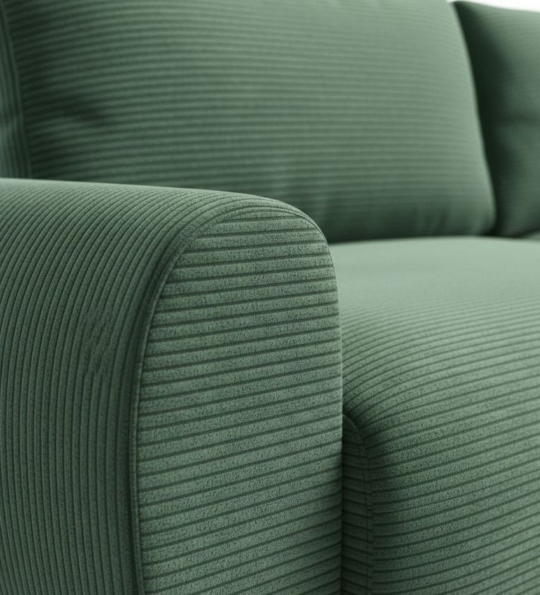 Divano Letto con Penisola Verde Contenitore Reversibile 253x153 cm, Reclinabile - Paullo