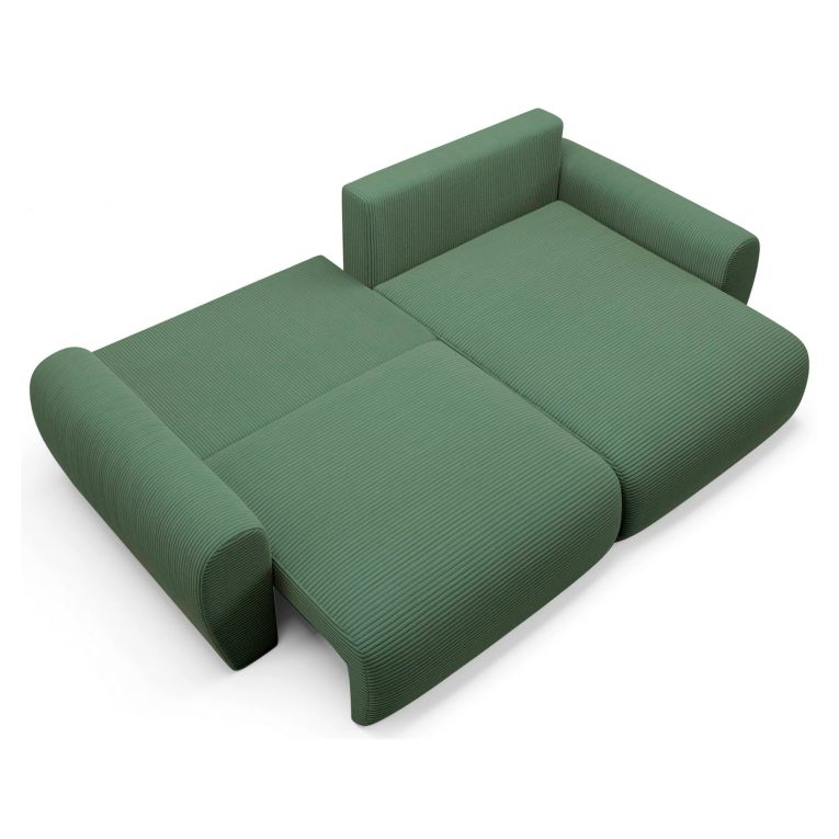 Divano Letto con Penisola Verde Contenitore Reversibile 253x153 cm, Reclinabile - Paullo