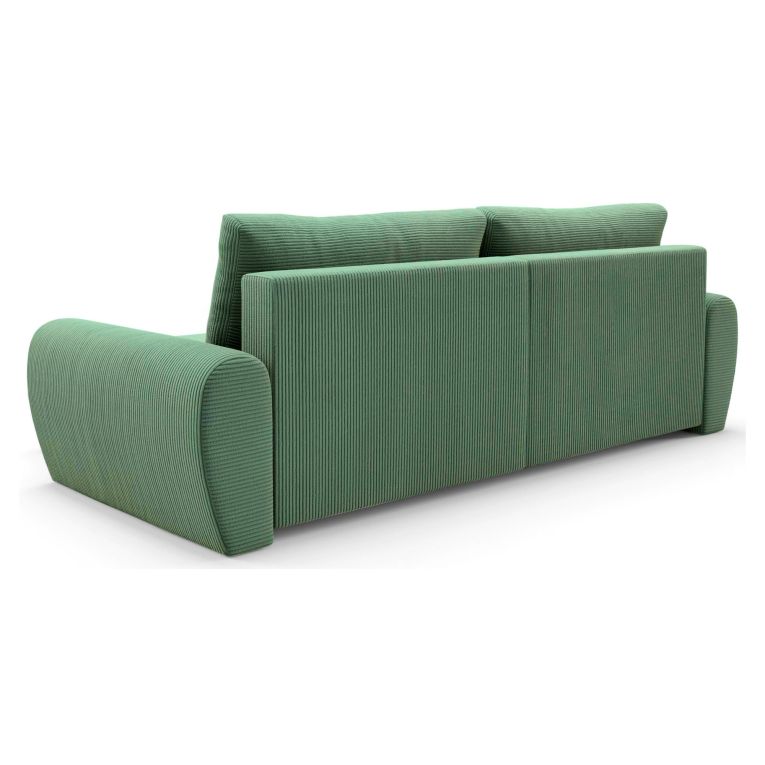 Divano Letto con Penisola Verde Contenitore Reversibile 253x153 cm, Reclinabile - Paullo