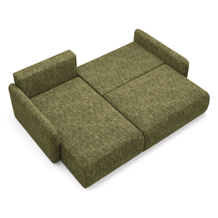 Divano Letto con Penisola Verde Oliva Contenitore Reclinabile 207x148 cm, Reversibile - Pagno