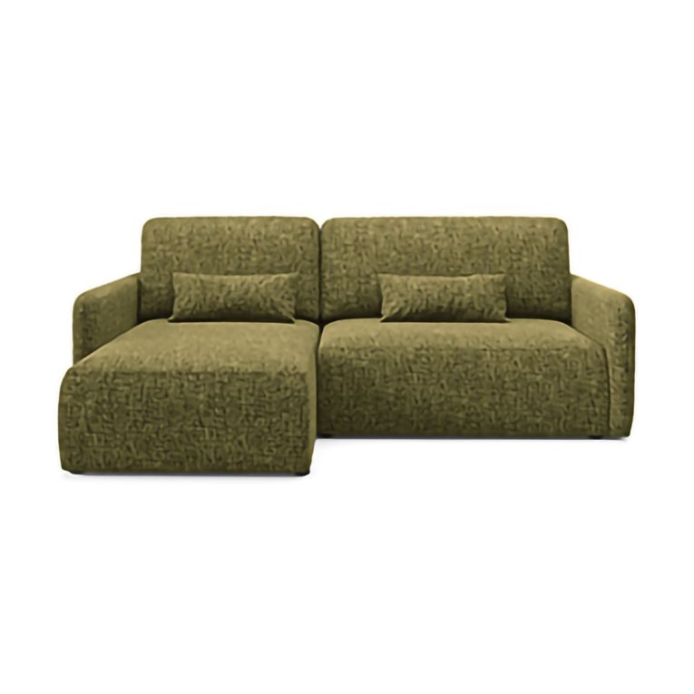 Divano Letto con Penisola Verde Oliva Contenitore Reclinabile 207x148 cm, Reversibile - Pagno