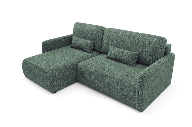 Divano Letto con Penisola Verde Salvia Contenitore Reclinabile 207x148 cm, Reversibile - Pagno