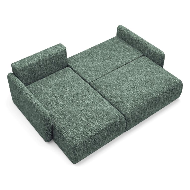 Divano Letto con Penisola Verde Salvia Contenitore Reclinabile 207x148 cm, Reversibile - Pagno