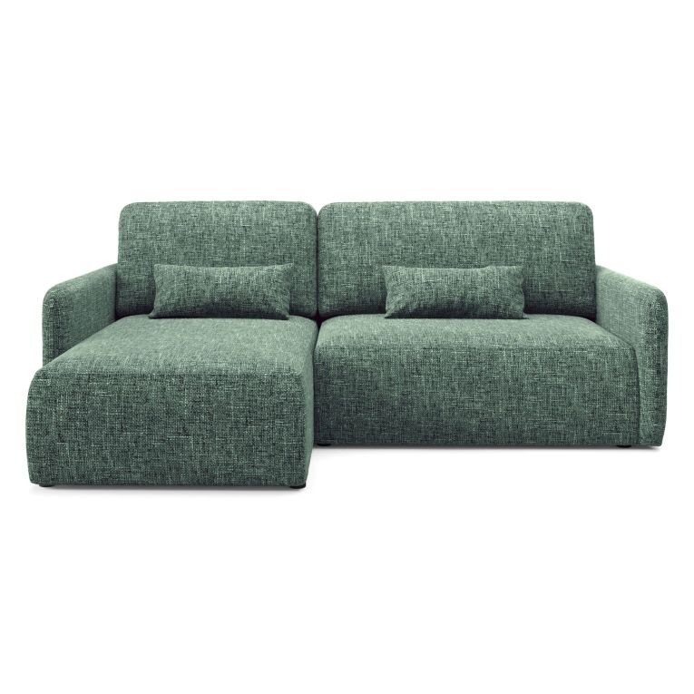 Divano Letto con Penisola Verde Salvia Contenitore Reclinabile 207x148 cm, Reversibile - Pagno
